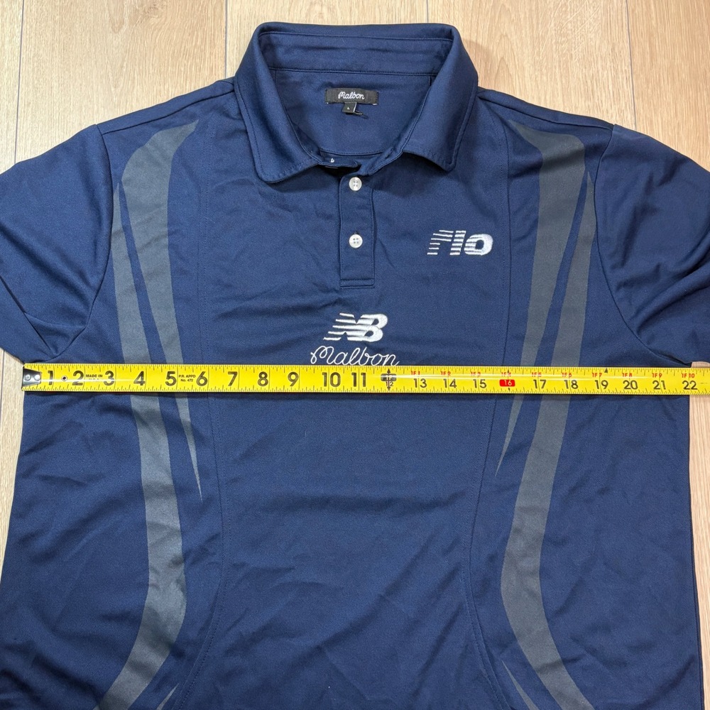 Malbon Golf x New Balance Elite Navy Blue Performance Polo Shirt Mens Large - Picture 6 of 7